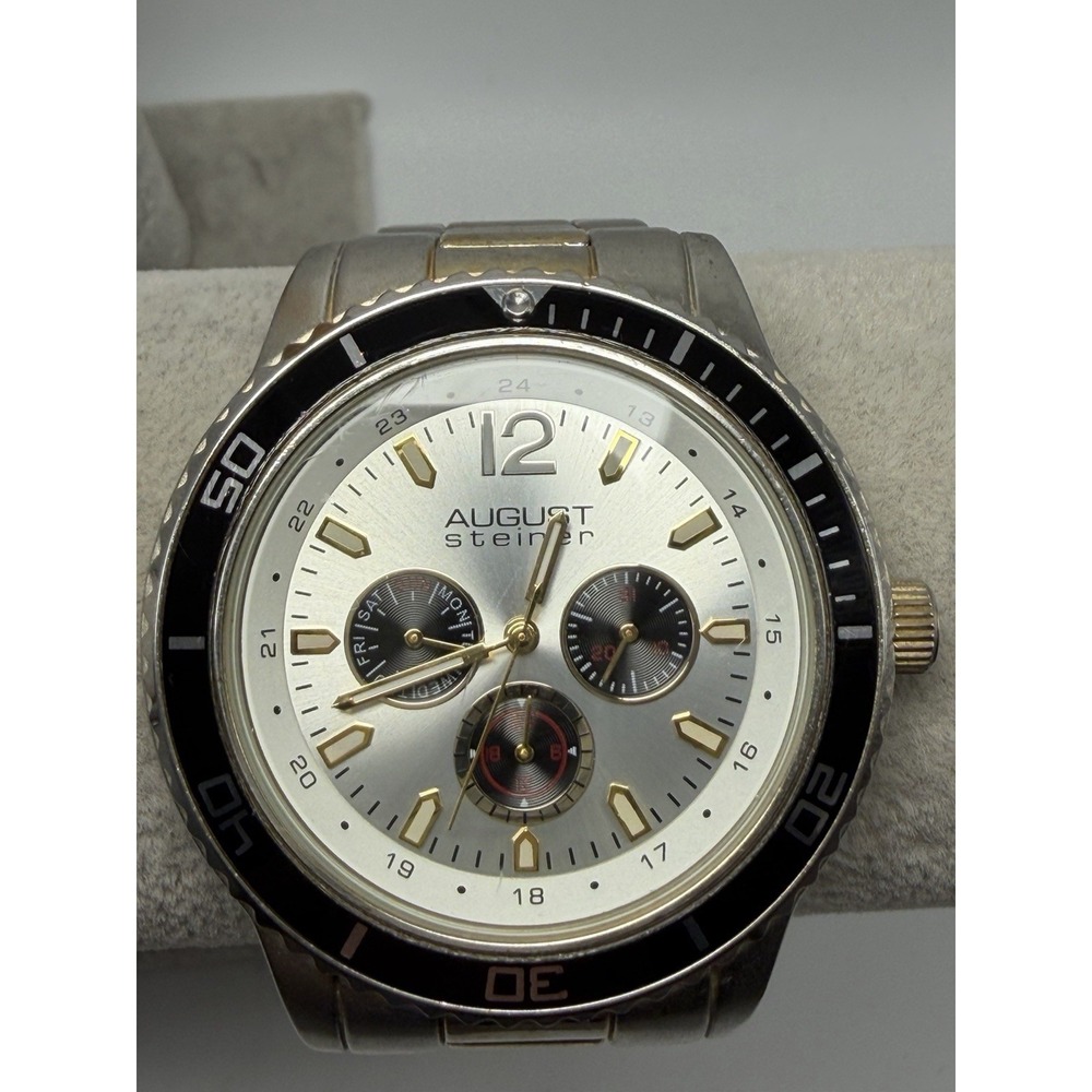 August Steiner AS8059TTG New Battery Mens Watch 46MM 6.5" Multifunction